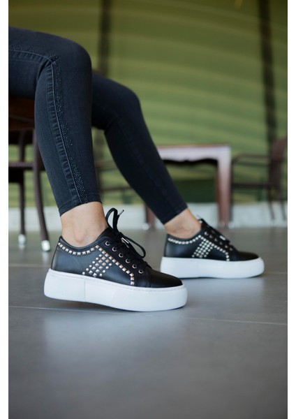 Shoes Kadın Siyah Deri Sneaker indirimleri