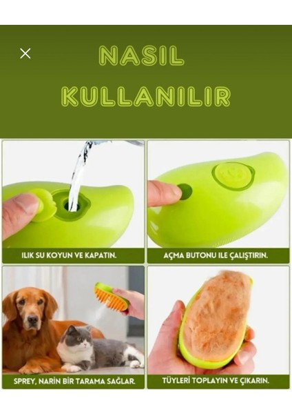 Buharlı Kedi & Köpek Yıkama Fırçası Tarağı Yumuşak Silikon