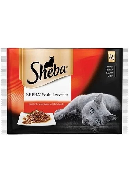 Populermarketim - Sheba Cuisine Etli Çeşitler Konserve Kedi Maması 4X85 gr