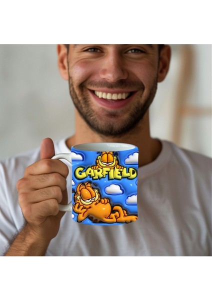 Garfield Baskılı 3D Tasarım Seramik Kupa Mug - Kupa Bardak