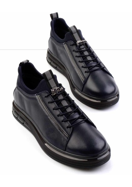 Lacivert Floter Deri Erkek Sneaker E01585756540