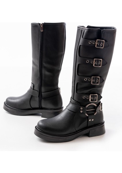 Siyah Düz Topuklu Günlük Binici ÇIZME02-346BAYAN Çizme