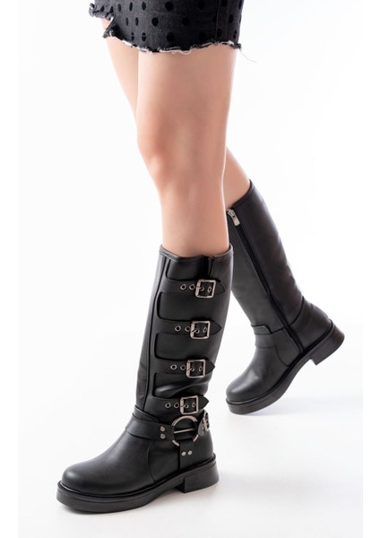 Siyah Düz Topuklu Günlük Binici ÇIZME02-346BAYAN Çizme modelleri