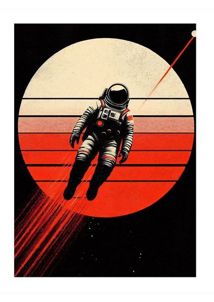 Gezegen Yörüngesinde Astronot Modern Mdf Tablo 25cmx 35cm