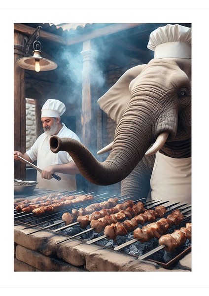 Fil Mangal Ustası Mdf Tablo 35cm X50cm