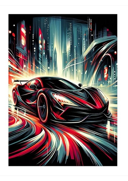 Hızlı Spor Araba Model Mdf Tablo 35cm X50cm