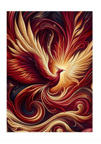 Alevli Anka Kuşu Dekoratif Mdf Tablo 35cm X50cm