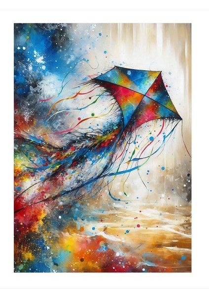 Renkli Uçurtma Tasarım Mdf Tablo 18cm X 27cm