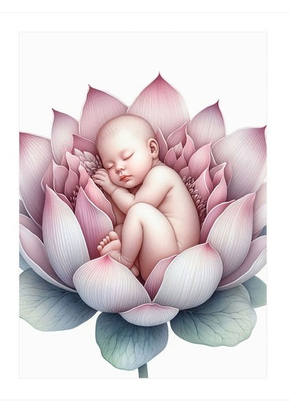 Çiçek Içerisinde Bebek Mdf Poster 35cm X50cm