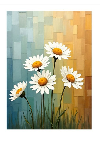 Papatya Buketi Dekoratif Mdf Tablo 35cm X50cm