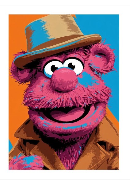 Şapkalı Kırmızı Kukla Tasarım Ahşap Tablo 18cm X 27cm