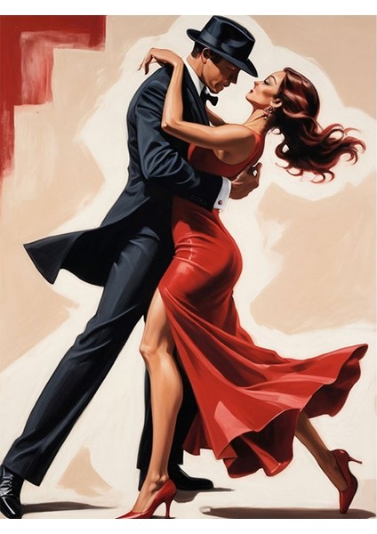 Tango Dansı Desenli Ahşap Tablo 25cmx 35cm