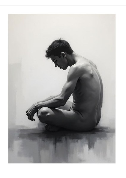 Düşünen Adam Silueti Model Ahşap Tablo 35cm X50cm