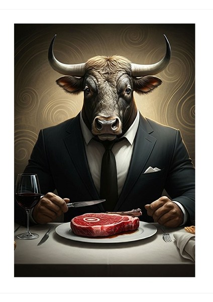 Et Yiyen Boğa Mdf Tablo 35cm X50cm