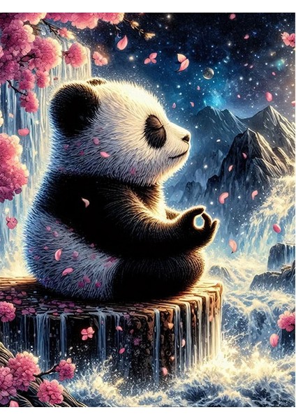 Dağdaki Panda Dekoratif Mdf Tablo 25cmx 35cm