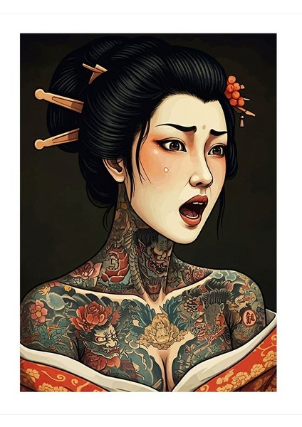 Geyşa Portresi Desenli Mdf Tablo 35cm X50cm