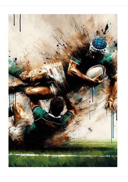 Futbol Oyuncularının Çarpışması Modern Ahşap Tablo 25cmx 35cm