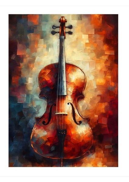 Renkli Çello Sanatı Dekoratif Mdf Tablo 18cm X 27cm