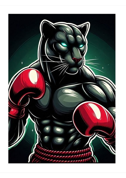 Boksör Siyah Panter Dekoratif Ahşap Tablo 25cmx 35cm
