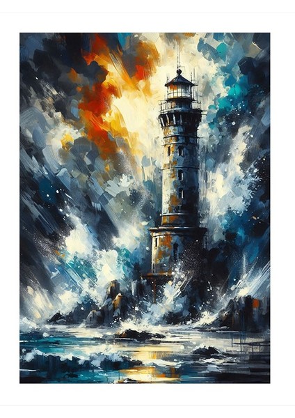 Fırtınalı Deniz Dekoratif Ahşap Tablo 25cmx 35cm