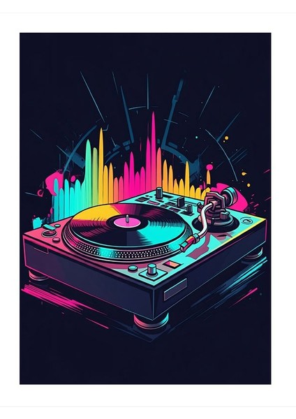 Neon Dj Seti Art Mdf Tablo 18cm X 27cm