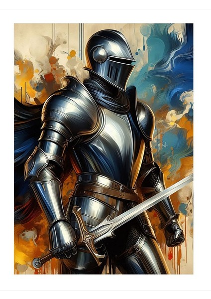 Kılıçlı Zırhlı Savaşçı Mdf Poster 25cmx 35cm