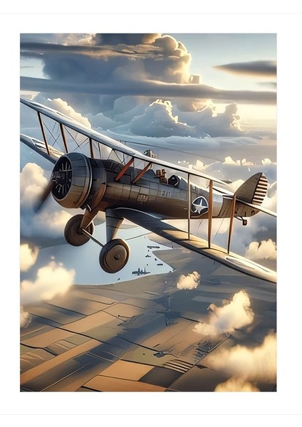 Eski Uçak Model Ahşap Tablo 25cmx 35cm