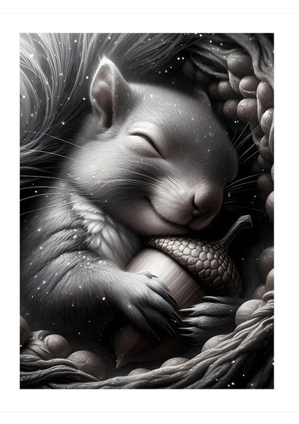 Uyuyan Sincap Dekoratif Mdf Tablo 35cm X50cm