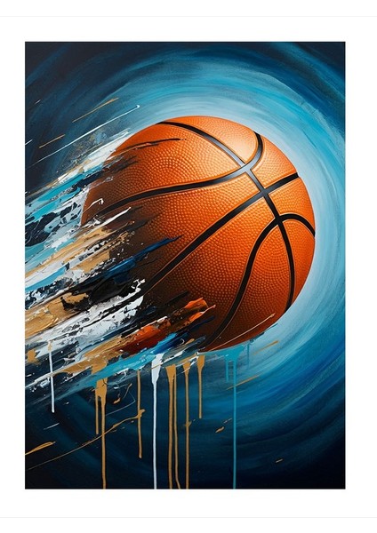 Basketbol Topu Patlaması Mdf Tablo 25cmx 35cm