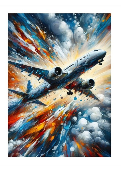 Patlayan Jet Uçağı Modern Ahşap Tablo 25cmx 35cm