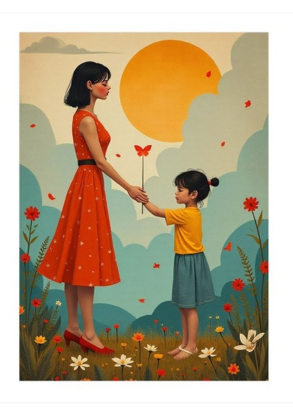 Anne Ve Kız Art Mdf Tablo 35cm X50cm