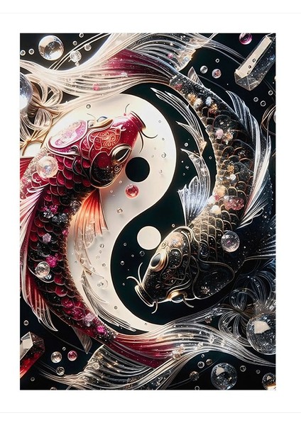 Yin Ve Yang Sanatı Model Ahşap Tablo 18cm X 27cm