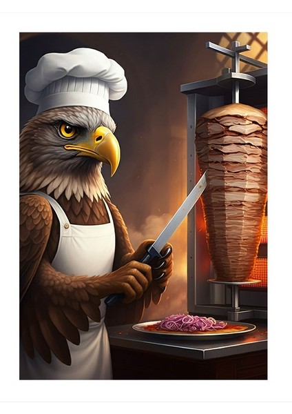 Döner Ustası Kartal Ahşap Tablo 35cm X50cm