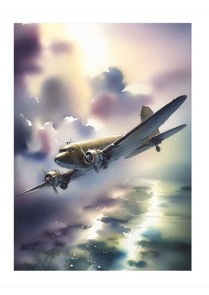 Gökyüzünde Uçak Art Mdf Tablo 25cmx 35cm