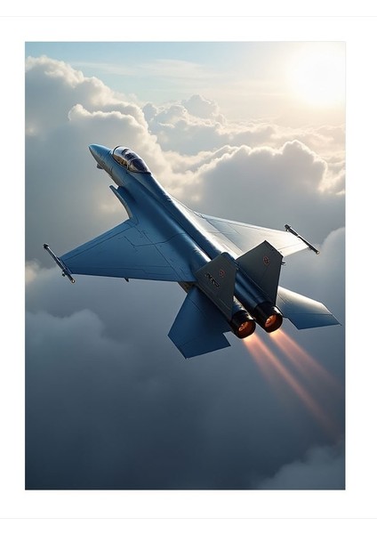 Uçuşta Jet Uçağı Desenli Mdf Tablo 35cm X50cm