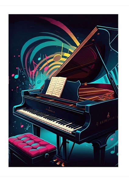 Renkli Piyano Performansı Mdf Poster 18cm X 27cm