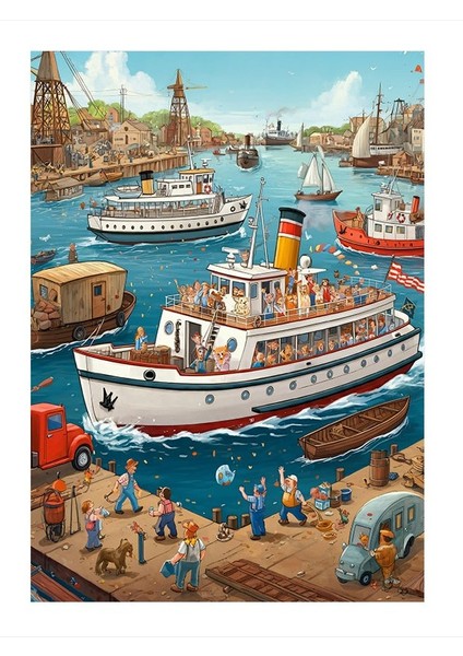 Liman Ve Gemiler Mdf Tablo 35cm X50cm