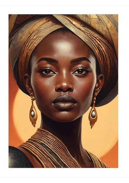 Başörtülü Afrikalı Kadın Ahşap Tablo 25cmx 35cm