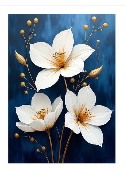 Beyaz Çiçek Aranjmanı Dekoratif Ahşap Tablo 18cm X 27cm