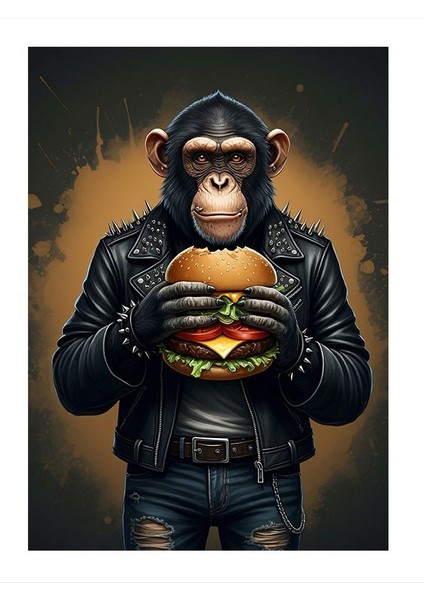 Burgerli Maymun Tasarım Mdf Tablo 18cm X 27cm