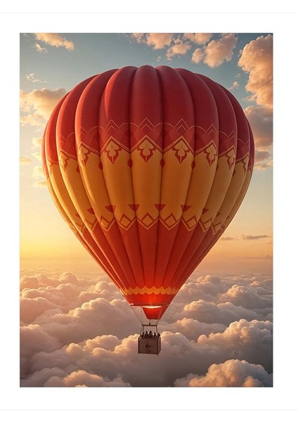 Bulutların Üzerinde Uçan Balon Model Mdf Tablo 25cmx 35cm