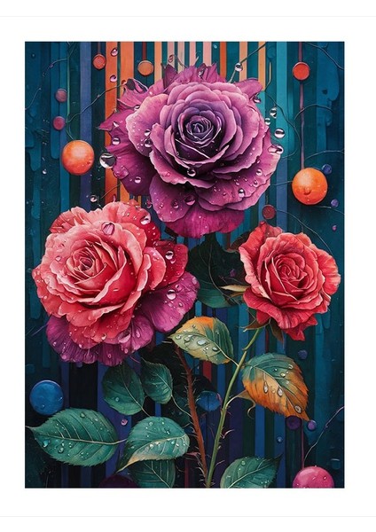 Pembe Güller Ahşap Tablo 25cmx 35cm