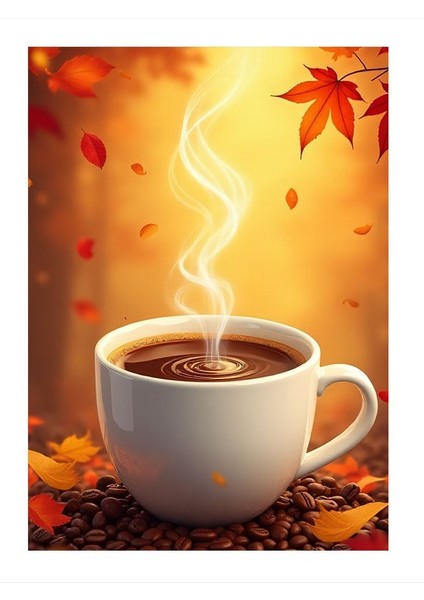 Sonbahar Kahve Fincanı Tasarım Mdf Tablo 25cmx 35cm