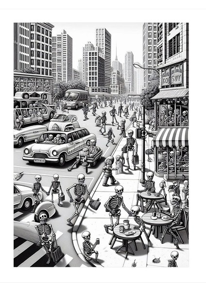 Iskelet Şehir Tasarım Mdf Tablo 35cm X50cm