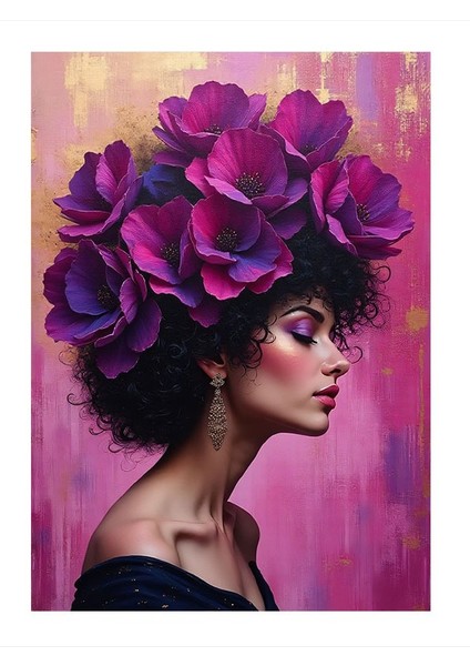 Çiçek Taçlı Kadın Mdf Poster 25cmx 35cm