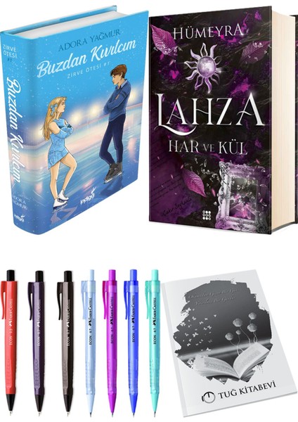 Lahza 2 Har ve Kül Ciltli ve Buzdan Kıvılcım Ciltli Adora Yağmur 2'li Set + Hediyeli