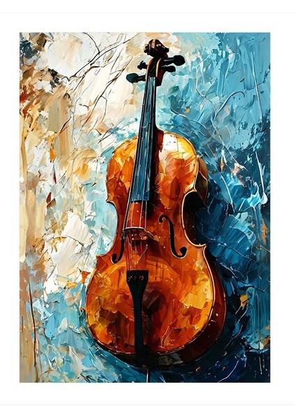 Pastel Renkler Ve Keman Art Mdf Poster 18cm X 27cm