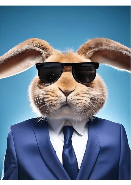 Güneş Gözlüklü Tavşan Desenli Mdf Tablo 25cmx 35cm