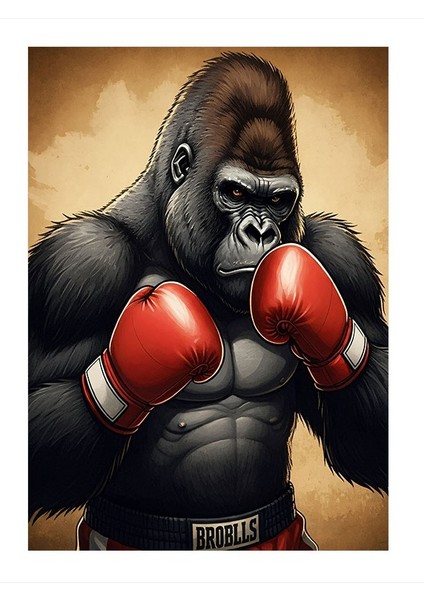 Boksör Gorilla Dekoratif Mdf Tablo 18cm X 27cm