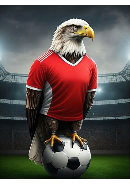 Futbolcu Kartal Tasarım Ahşap Tablo 35cm X50cm